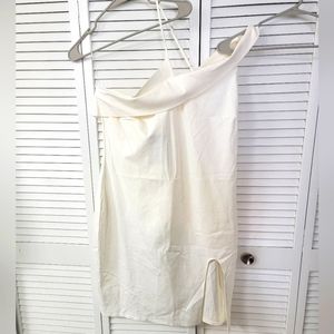 NWT Fashion Nova Cream Dress One Shoulder and Side Slit 3X